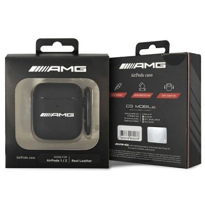 3. Etui AMG Leather Big Logo na AirPods - czarne
