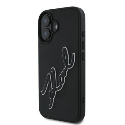 Etui Karl Lagerfeld 3D Rubber Signature na iPhone 16 - czarne