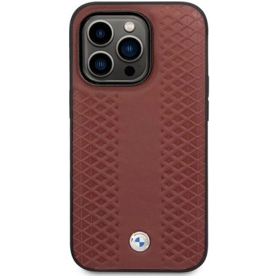 3. Etui BMW Leather Diamond Pattern na iPhone 14 Pro Max - burgundowe