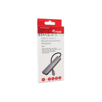 4. Adapter USB Equip 133499 6w1 USB 3.2 Gen 2 (3.1 Gen 2) Type-C Szary