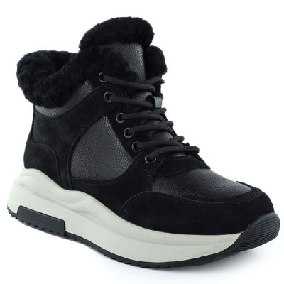 Skórzane botki damskie na platformie czarne Filippo  DBT7240