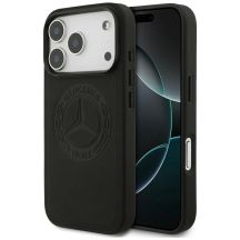 Etui Mercedes Leather Vintage Logo MagSafe na iPhone 17 Pro - czarne