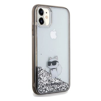 4. Etui Karl Lagerfeld Liquid Glitter Choupette na iPhone 11 / Xr - przezroczyste