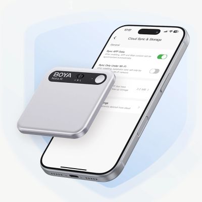 11. Rejestrator głosu BOYA Notra z transkrypcją AI - srebrny