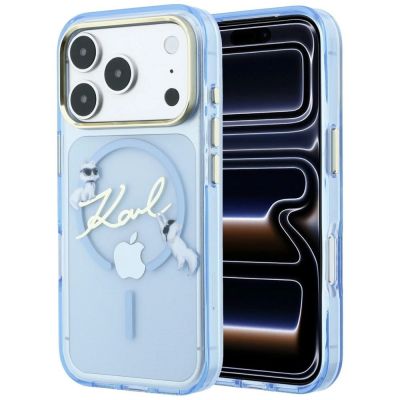 Etui Karl Lagerfeld Script Logo MagSafe na iPhone 18 Pro / 17 Pro - jasnoniebieskie