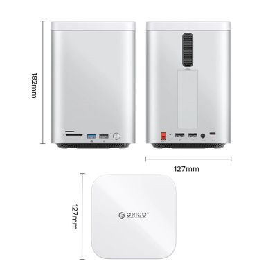 2. Stacja dokująca Orico MiniTower z kieszeniami na dyski twarde do 56TB - srebrna