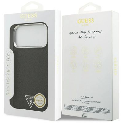 8. Etui Guess Glitter Triangle Logo MagSafe do iPhone 17 Pro Max - czarne