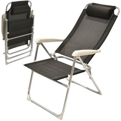 FOTEL CAMPINGOWY HIGH DELUXE Z ZAGŁÓWKIEM ALUMINIOWY ANTRACYT REDCLIFFS