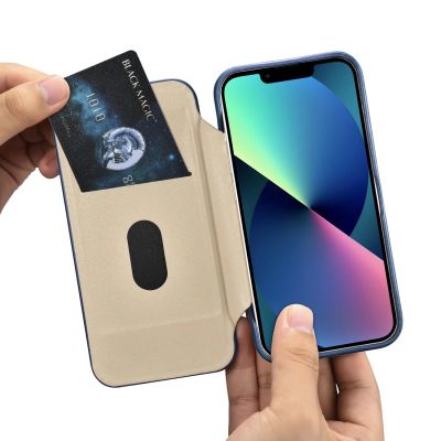 20. iCarer CE Oil Wax Premium Leather Folio Case skórzane etui iPhone 14 Plus z klapką magnetyczne MagSafe niebieski (AKI14220707-BU)