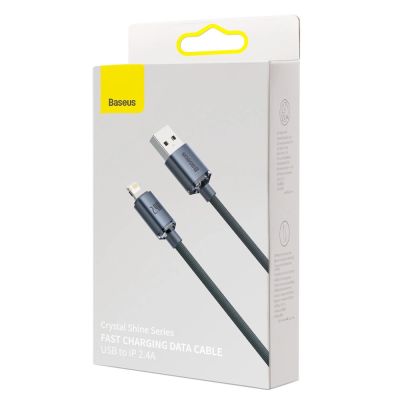 5. Baseus Crystal Shine Series kabel przewód USB do szybkiego ładowania i transferu danych USB Typ A - Lightning 2,4A 2m czarny (CAJY000101)