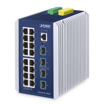 PLANET IP30 Industrial L3 16-Port Zarządzany Gigabit Ethernet (10/100/1000) Aluminium, Niebieski