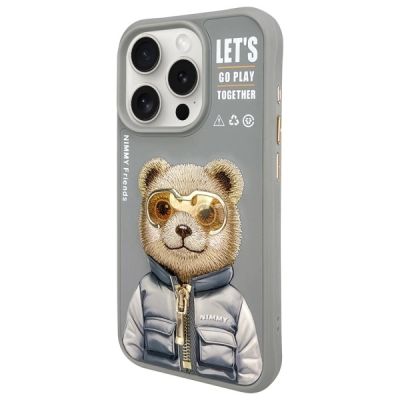 2. Etui Nimmy Cool&Cute 2.0 Bear na iPhone 15 Pro - szare