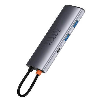 3. Baseus Metal Gleam Series multifunkcjonalny HUB USB 7w1 Typ C HDMI czytnik kart TF PD szary (WKWG020113)