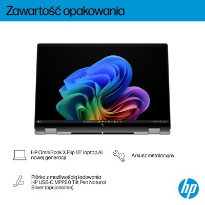 39. HP OmniBook X Flip 16-ar0016nw Ryzen AI 5 340 16.0"2K Touch OLED IPS 300nits AG 16GB LPDDR5X SSD1TB Radeon 840M Cam 5MPx + IR  68Wh Win11 Meteor Silver 2Y