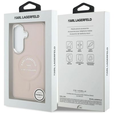 8. Etui Karl Lagerfeld Embossed Ring RSG Logo MagSafe na Samsung Galaxy S26+ - różowe