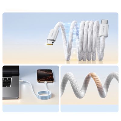 4. Kabel Baseus Dynamic 4 Pro 100W USB-C - USB-C magnetyczny 1m - biały