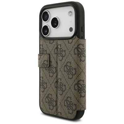 5. Etui Guess Book 4G Metal Logo na iPhone 18 Pro / 17 Pro - brązowe