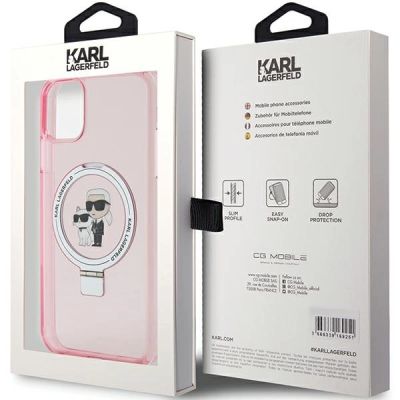 8. Etui Karl Lagerfeld Ring Stand Karl&Choupettte MagSafe na iPhone 11 / Xr - różowe