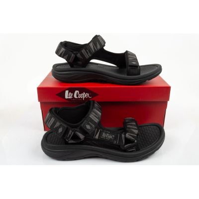 9. Lee Cooper buty męskie sandały na rzepy na lato na plażę lekkie czarne
