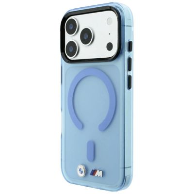 2. Etui BMW M IML Frosted Metal Logo & Trims MagSafe na iPhone 17 Pro Max / 18 Pro Max - niebieskie