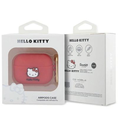 3. Etui Hello Kitty Silicone 3D Kitty Head na AirPods Pro - fuksjowe