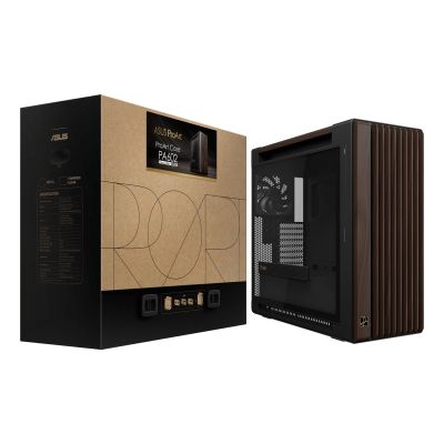 39. ASUS ProArt PA602 Wood Edition Modern Black - Tempered Glass Panel Midi Tower Czarny, Drewno