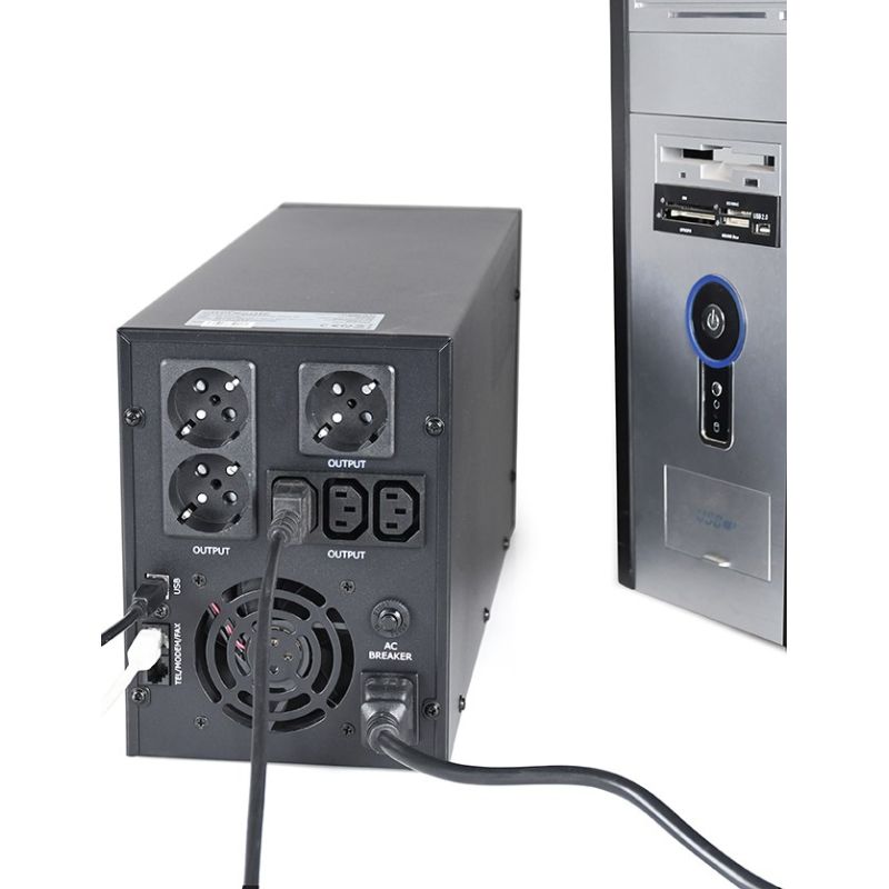 4. ENERGENIE ZASILACZ AWARYJNY UPS AVR 3000VA LCD, 3X C13, 3X SCHUKO, USB, RJ45