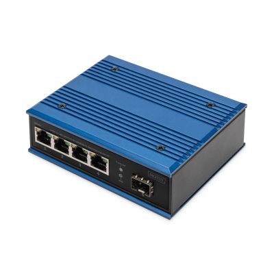6. Przemysłowy switch 4x 1000Base-TX PoE 120W + 1x 1000Base-FX (bez modułu) DIN rozszerzony zakres temp