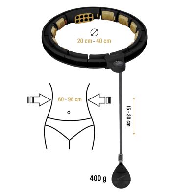 11. HHM13 NEW HULA HOP BLACK/GOLD Z MAGNESAMI I OBCIĄŻNIKIEM + LICZNIK HMS
