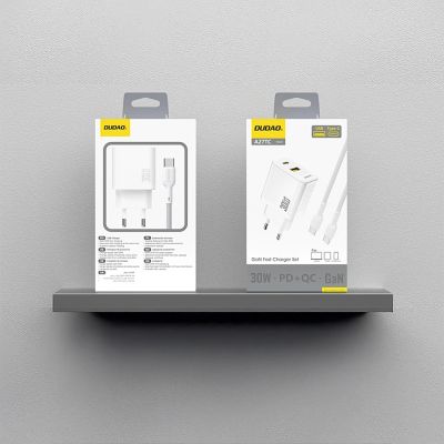 3. Ładowarka sieciowa Dudao A27TCEU PD 30W GaN USB-A USB-C z kablem USB-C - biała