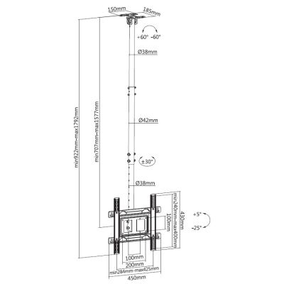 9. Equip 650321 uchwyt do tablic informacyjnych 177,8 cm (70") Czarny