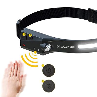 3. Latarka czołowa Wozinsky WLC-1200 350 lm diody CREE IPX4 z czujnikiem ruchu - czarna
