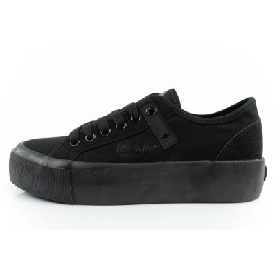 11. Lee Cooper buty sportowe damskie trampki z tkaniny platforma czarne