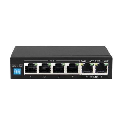 3. Extralink Switch PoE KRIOS 4x Gigabit PoE/PoE+, 2x RJ45 Uplink Gigabit, 60W