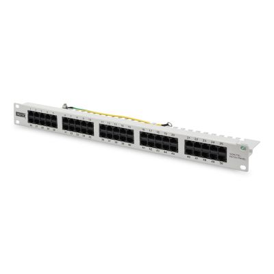 6. Digitus Panel krosowy (patch panel) ISDN 19" 50x RJ45 (8P4C), LSA poziom, kat.3, nieekranowany, 1U, szary