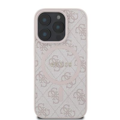 3. Etui Guess 4G Ring Classic Logo MagSafe na iPhone 16 Pro - różowe
