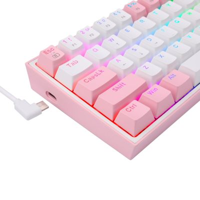 9. REDRAGON K617-RGB Fizz RGB White/Pink klawiatura USB Różowy, Biały