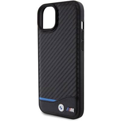 6. Etui BMW Leather Carbon na iPhone 15 Plus - czarne