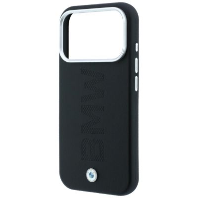 6. Etui BMW Sign Deboss Quilted Metal Logo MagSafe na iPhone 18 Pro Max - ciemnoszare