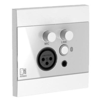 2. Panel ścienny AUDAC WP225/W, XLR mic + 3,5 mm jack + BT, biały