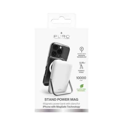 5. Powerbank bezprzewodowy Puro 10000mAh MagSafe z podstawką aluminiową - biały