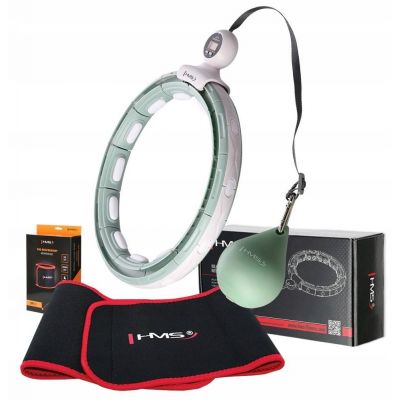 Hula Hop HMS HHM15 z licznikiem i piłką grawitacyjną zielony + pas BR163 czerwony zestaw