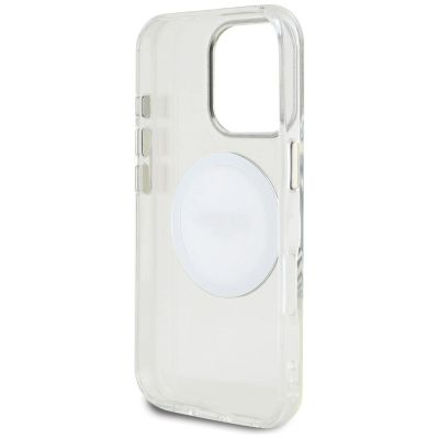 7. Etui Guess IML Metal Colored Circle Classic Logo MagSafe na iPhone 16 Pro - białe