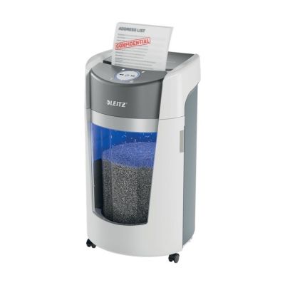 LEITZ Niszczarka IQ OptiMax Office 550, 35 L, P-5, Ścinki 2x15, Automatyczny Start/Stop, Funkcja cofania, Obrotowy pojemnik - 33% większa pojemność na ścinki