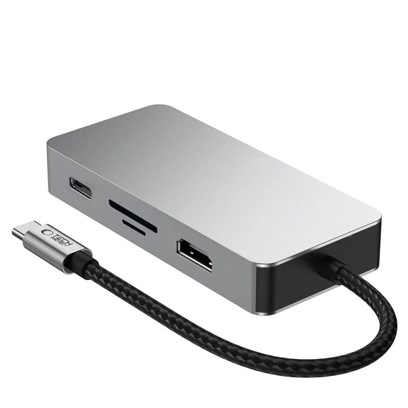 3. Adapter Tech-Protect HB05 HUB 9w1 USB-C + USB2.0 + USB3.0 + HDMI 4K 60HZ + SD / TF + PD100W + RJ45 - szary