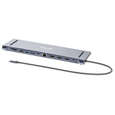 14. MANHATTAN Stacja dokująca 12-w-1 4K 1xHDMI 2xDP 3xUSB-A