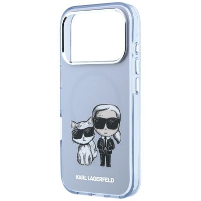 6. Etui Karl Lagerfeld IML Karl&Choupette Bodies Sketch Print MagSafe na iPhone 17 Pro Max / 18 Pro Max - jasnoniebieskie