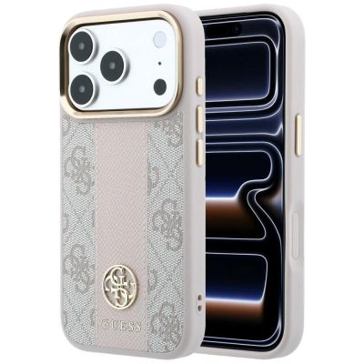 Etui Guess 4G with Stripe Round and Classic Logos MagSafe na iPhone 17 Pro / 18 Pro - różowe