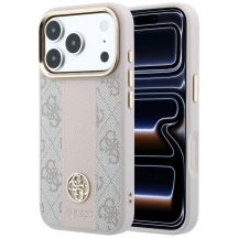 Etui Guess 4G with Stripe Round and Classic Logos MagSafe na iPhone 17 Pro / 18 Pro - różowe
