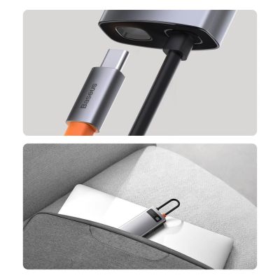 19. Hub Baseus Metal Gleam 8w1 USB-C - USB-C PD 100W 1x HDMI 4K 30Hz 1x czytnik kart SD i microSD 3x USB-A 3.2 1xRJ45 - szary